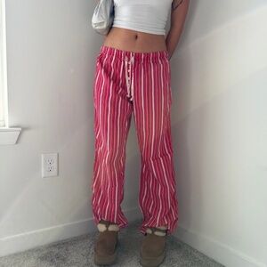 GAP Body Red White Striped Pajama Lounge Pants Women’s Size M Cotton